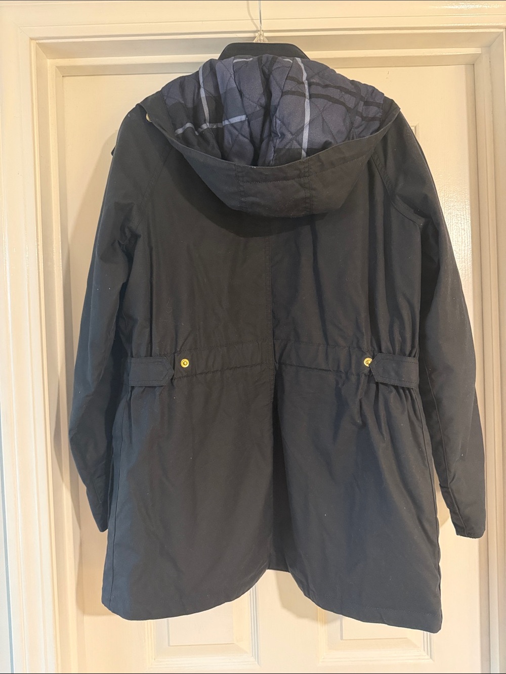 Barbour Women’s Navy Hooded Field Jacket (Una, Tartan Collection) - Picture 4 of 7